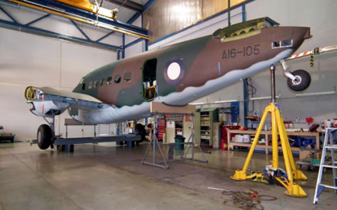 Lockheed Hudson A16-105 - jacked & leveled - image AWM
