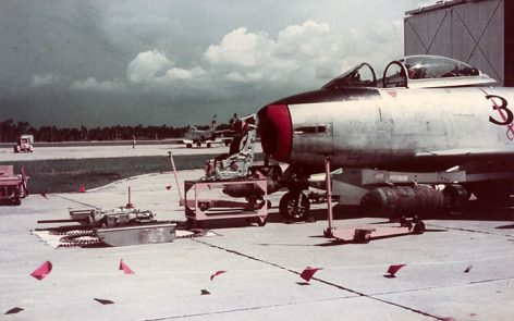 An RAAF 3 Sqn CAC Sabre on display at Tengah