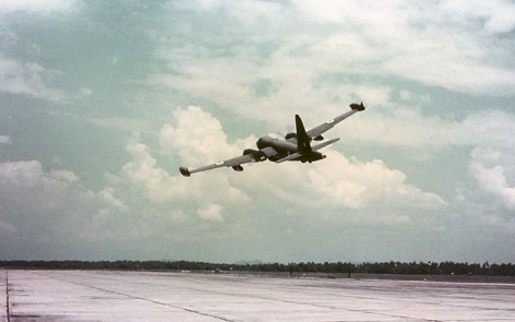 Unidentified RAAF Lockheed Neptune at Butterworth in the early scheme of solid dark blue