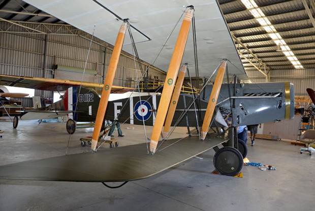 Bristol F2B Fighter at Caboolture hangar