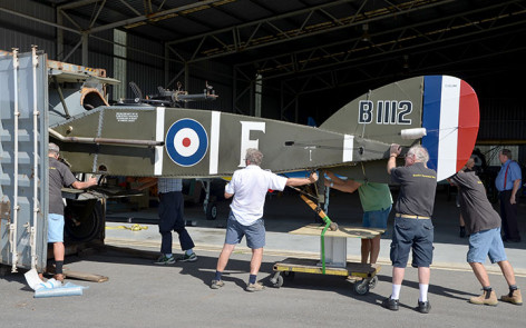 Bristol F2B Fighter being unloaded at Caboolture
