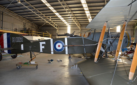 Bristol F2B Fighter in hangar