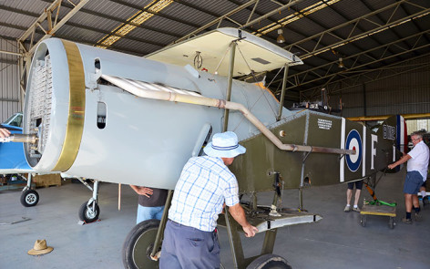 Bristol F2B Fighter wheeled in hangar