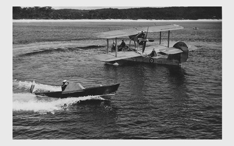 Supermarine Seagull V & Walrus RAAF A2 5 Seagull V during post landing recovery HMAS Canberra -1936 or 1937