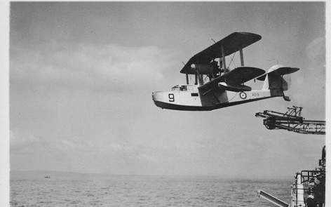 Supermarine Seagull V & Walrus RAAF A2-9 Seagull V aboard HMAS Canberra catapult launch -1937 or 1938