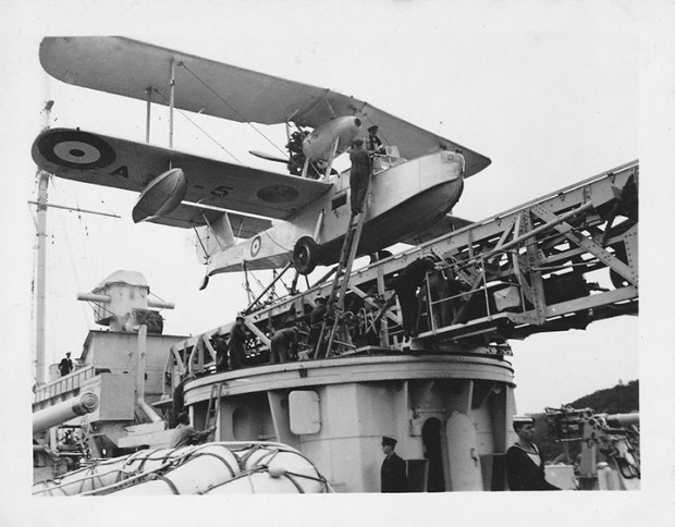 Supermarine Seagull V & Walrus RAAF A2-5 Seagull V aboard HMAS Canberra -1936 or 1937