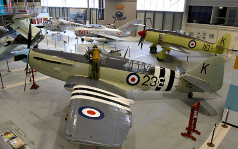 Fairey Firefly WJ109 now at the AWM Storage facility and Hawker Sea Fury WG630 now at HARS in 2016 at the Nowra FAA Museum