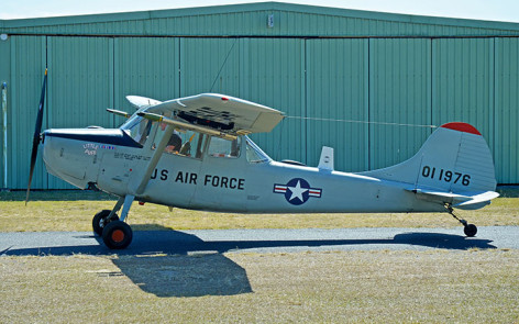 Cessna O-1G Bird Dog VH-XVB at Caboolture airfield