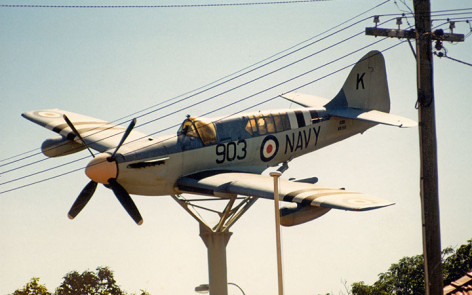 Fairey Firefly AS.6 WB828 on pole at Griffith RSL Club