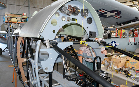 Hawker Demon internal fuselage cockpit being assembled