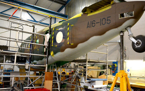 Lockheed hudson a16-105 awm restoration of fuselage on trestles & scaffolding    | warbirds online