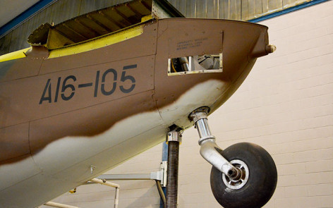 Lockheed Hudson A16-105 tailwheel assembly under restoration by AWM