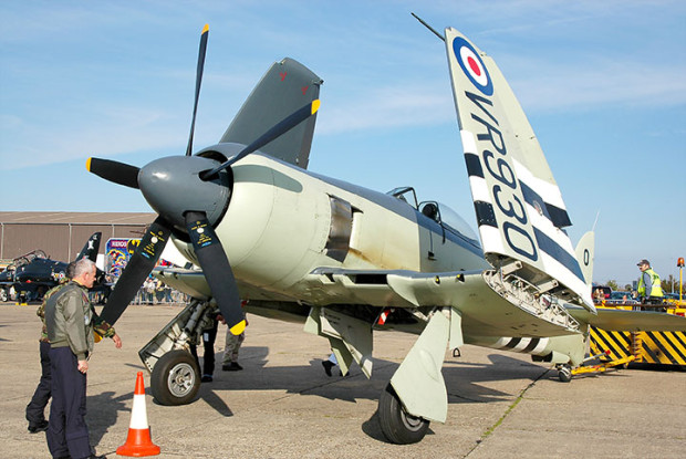 Hawker sea fury fb. 11 towed to her dispersal-duxford air show 2003    | warbirds online