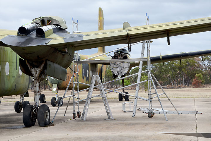 DHC-4 Caribou A4-228 - preparations commence to dismantle