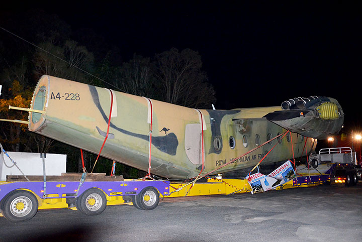 DHC4 Caribou A4-228 arrives at Caboolture