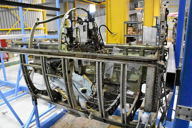 Spitfire HF Mk. IXb MH415 fuselage in the jig at Scone NSW under full rebuild