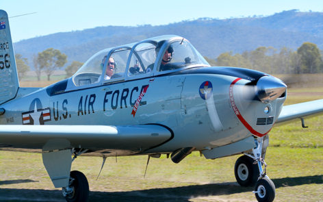 Beech T34 Mentor taxies out for display