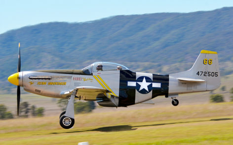 P51 mustang the flying undertaker taking off for display    | warbirds online