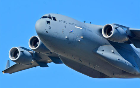 RAAF C17 at low level -a spectacular sight at Watts Bridge