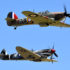 Hawker Hurricane 5481 VH-JFW & Supermarine Spitfire Mk VIII VH-HET flypast at Scone