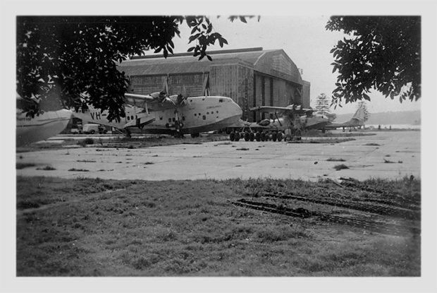 Rose Bay Flying Boat Base in the 1940's - Catalina in the background