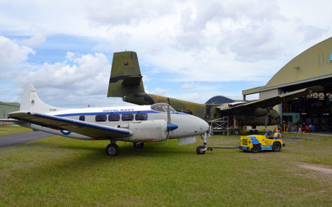 de Havilland DH.104 Dove VH-DHI edging into place