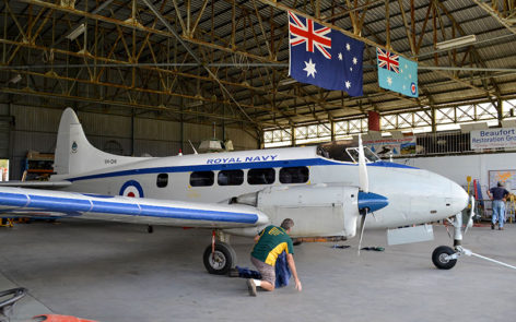 De havilland dh. 104 dove vh-dhi in the hangar at aahc qld    | warbirds online
