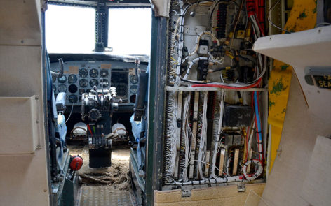Scottish Aviation Twin Pioneer VH-AIS view of cockpit & wiring