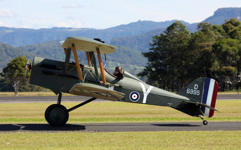 Andrew Carter in the Se5A WWI replica