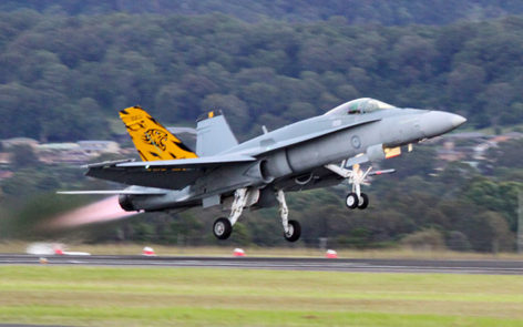 RAAF FA-18 Classic Hornets A21-21 takes off