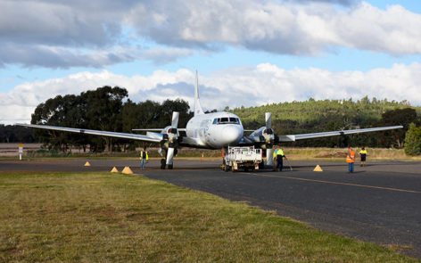 Newly acquired Convair 580 VH-PDW is relocated to display area at HARS Parkes Museum by HARS Volunteers