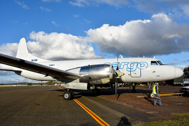 Newly acquired Convair 580 VH-PDW towed to display area at HARS Parkes Aviation Museum