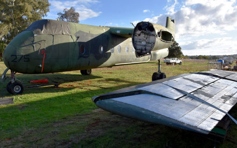 Work proceeds on HARS DHC-4 Caribou ex RAAF A4-275 by HARS volunteers at Parkes