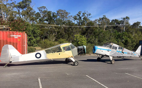Auster Mk 3s ex RAAF A11-34 at right and 48 left at Caboolture June 2017 awaiting restoration