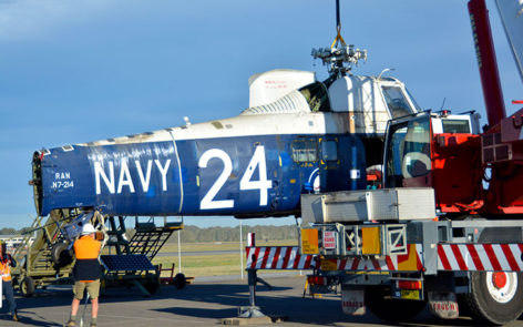 Wessex n7-214 hoisted on crane & loaded on truck to aahc qld    | warbirds online