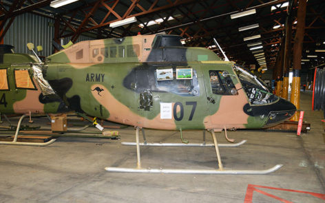 Kiowa A17-007 SN 44507 A 206B-1 delivered 1971 awaiting collection at Damascus Barracks Pinkenba Brisbane
