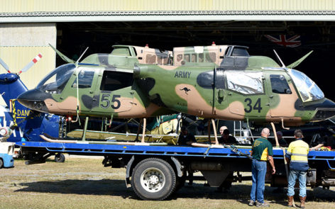 Unloading Kiowas A17-034 and 035 at AAHC Qld Caboolture