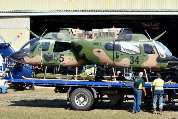 Unloading Kiowas A17-034 and 035 at AAHC Qld Caboolture