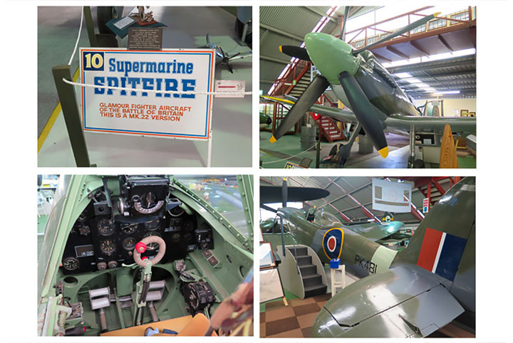 Collage of display for Supermarine Spitfire Mk22 PK481-Aviation Heritage Musuem Bull Creek WA-photo RAFFA AHM