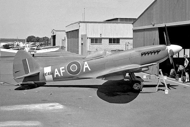 Supermarine Spitfire Mk22 PK481 after removal from a pole-photo Geoff Goodall