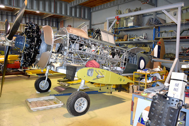 CAC Wirraway Ex RAAF A20-99 nearing completion to flight in the workshop