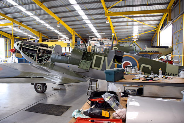 Supermarine Spitfire Mk IX MH415 cowlings and spinner fitted & sitting on its landing gear