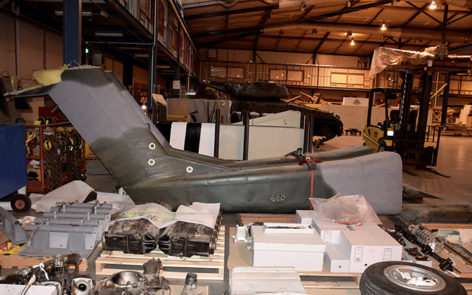 North American Rockwell OV-10A Bronco 67-14639 Tail Booms and other components about to undergo restoration