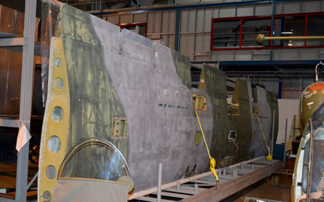 North American Rockwell OV-10A Bronco 67-14639 original wing which has required replacement due to damage and corrosion