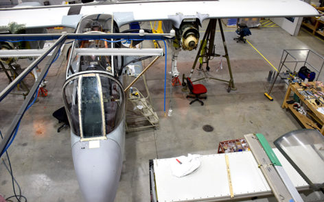 North American Rockwell OV-10A Bronco 67-14639 overhead view of aircraft undergoing restoration July 2019