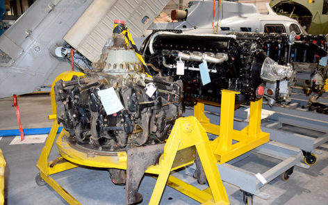 Aircraft engines from the Memorials extensive storage collection