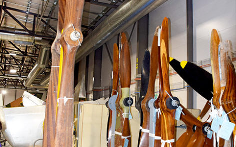 Memorials extensive wooden aircraft propellors