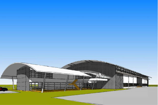 Warbird Visitor Attraction Scone NSW - view of new passenger Terminal with Warbird area in background