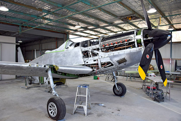 CAC Mustang ex RAAF A68-199 repainting at Pays paint shop