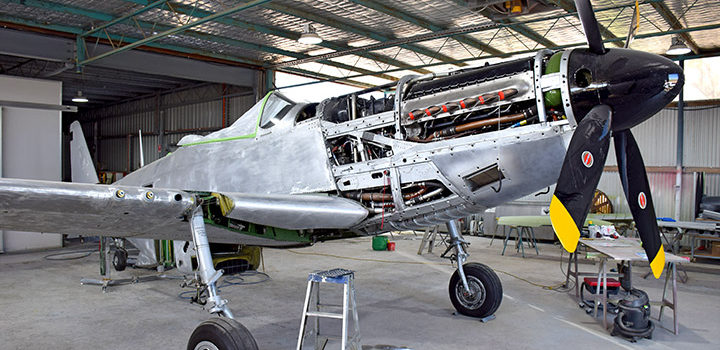 CAC Mustang ex RAAF A68-199 repainting at Pays paint shop